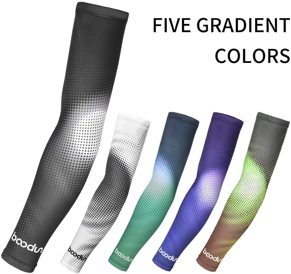BOODUN Cycling Outdoor Sports Sleeves for Arms Men Women UPF 50+ UV Protection Cooling Sleeves (Blue Green, L/XL): Clothing