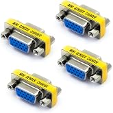VCE VGA Female to Female Adapter, HD15 SVGA VGA Gender Changer, 4-Pack | Gold-plated, corrosion-resistant connectors deliver a stable, secure connection, plug and play with no drivers needed