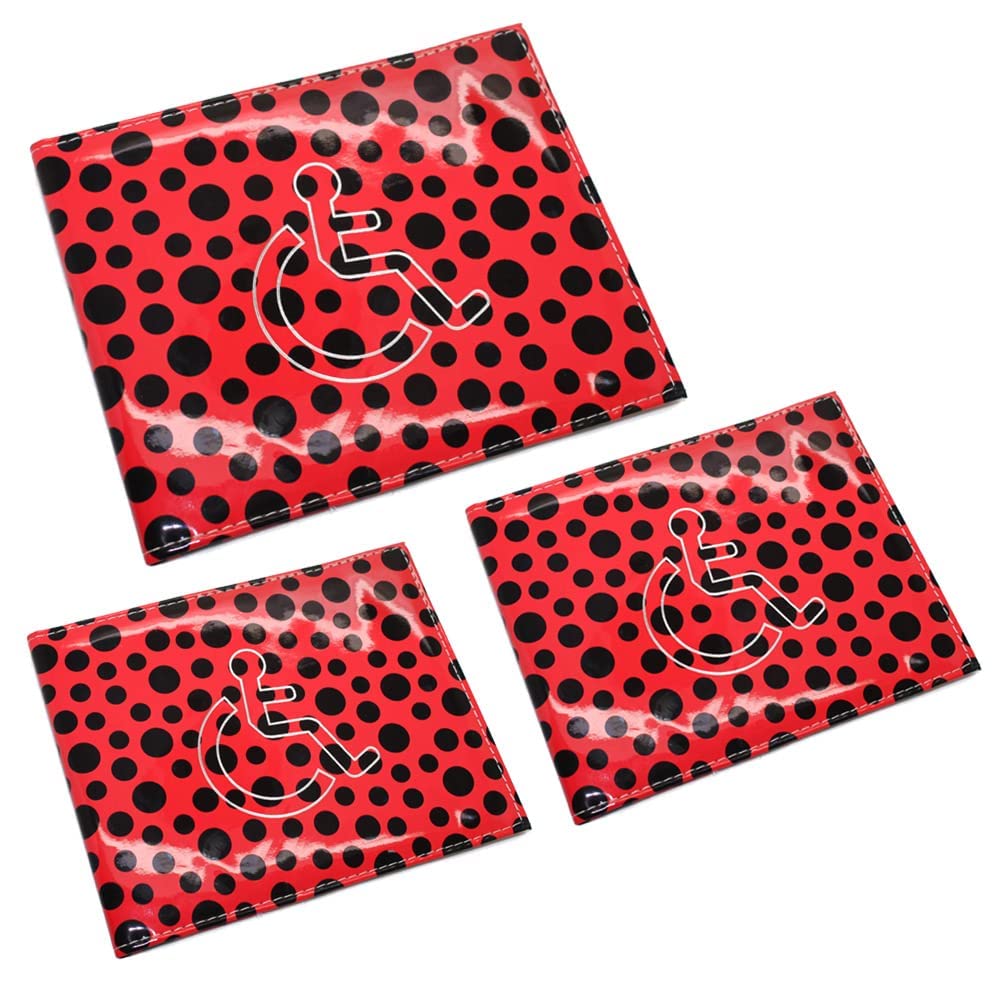 PU Leather Disabled Badge Holder & Timer Holder Blue Badge Hologram Safe Parking Permit Cover Polka-Dot (Red) — image 1