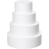 Fessary 4 Tiers 6" 8" 10" 12" Round Styrofoam Cake Dummies Set White Fake wedding cake birthday cake rounds for Birthday, Wedding, Baby Shower Display (3.54 Inches Tall)