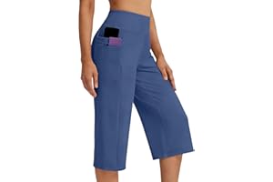 Women's Wide Leg Capris for Yoga Golf High Waisted Lightweight Summer Hiking Pants Stretchy Cropped Travel Pants