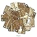 Dayree 50pcs Mini Metal Hinges Light Cabinet Drawer Butt Hinges Connectors for Gift Box Cosmetic Case Dollhouse Furniture with 200 Pieces Replacement Screws 0.6 x 0.7 inch Brass