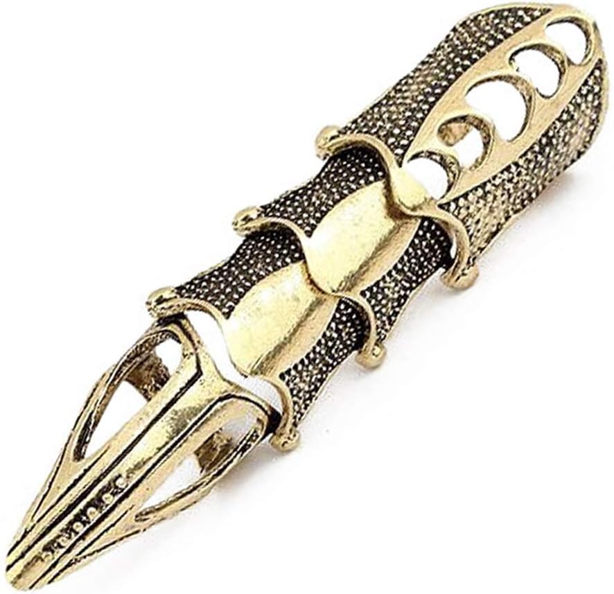 EXCOW Men's Armor Knuckle Joint Full Finger Double Rings Punk Rock Gothic Cosplay Accessories Jewelry