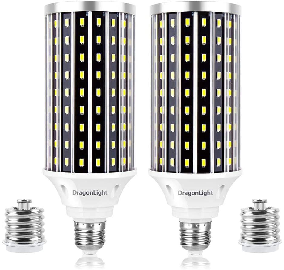 DragonLight 50W Super Bright LED Corn Light Bulbs (400 Watt Equivalent) - E27/E40 Mogul Base LED Bulb - 6000K Daylight 5500 Lumens for Large Area Lighting - Garage Shop Warehouse Barn[Twin Value Pack]