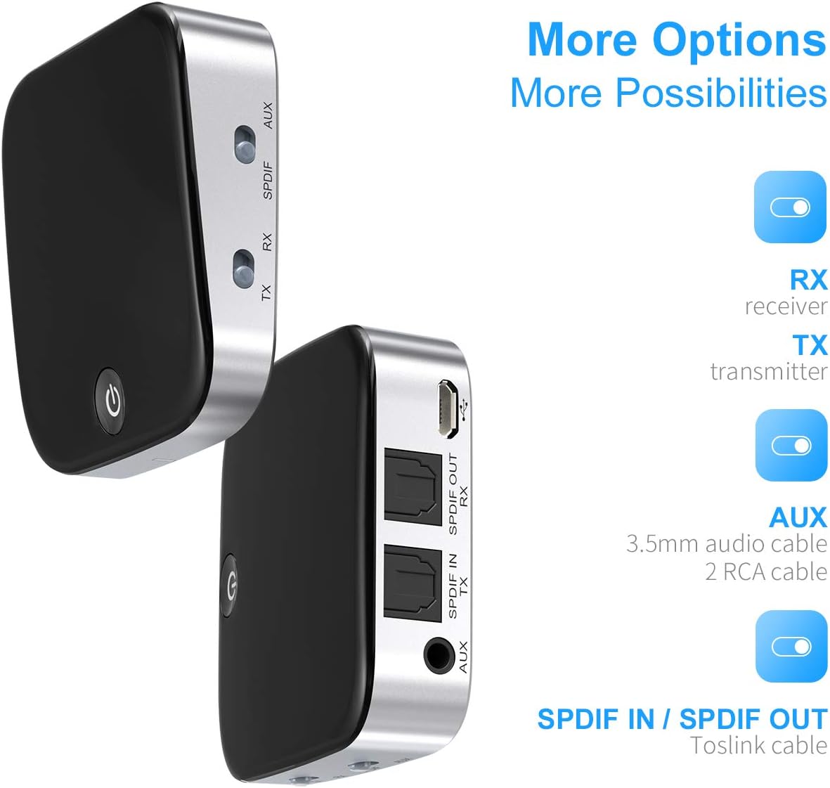 Bluetooth 5.0 Transmitter Receiver, Knofarm Wireless Audio Adapter with aptx Low Latency TV Watching, PC Audio, Home Stereo Speaker, 2020 New Version Connect 2 Devices Simultaneously, 33ft Long Range: Home Audio & Theater