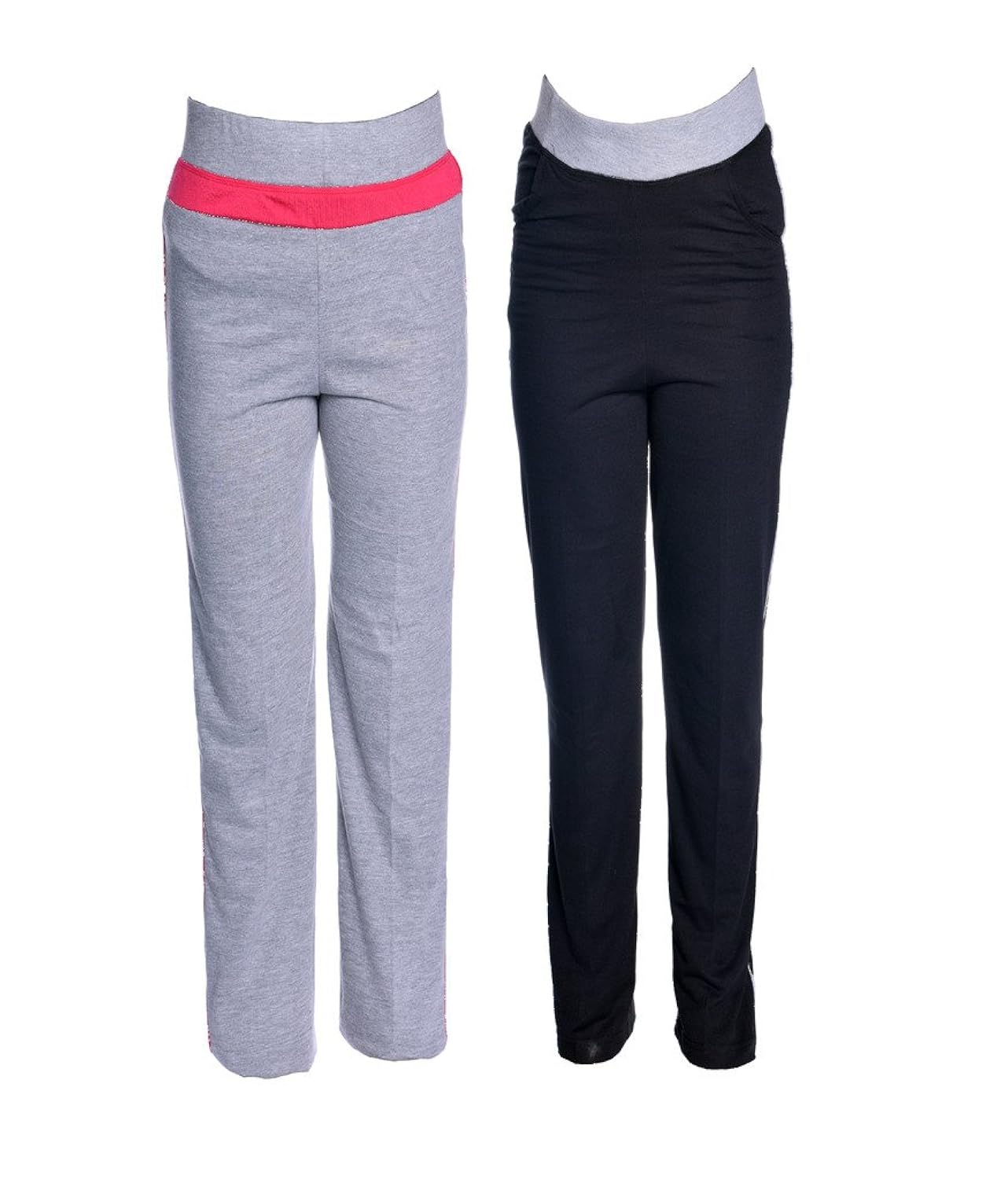 vimal black & grey melange cotton blend trackpant for women (pack of 2)