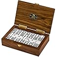 Alex Cramer The Nines Double 9 Domino Set. American-Made Solid Walnut Case Holds Our 55-Piece Set of Dominoes (Double Nine Domino Set for Adults)