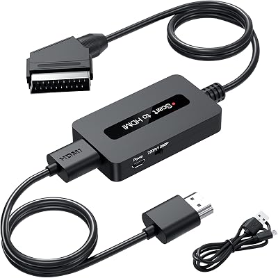 Kirolle Scart to HDMI Cable Converter Scart In HDMI Out Adaptor
