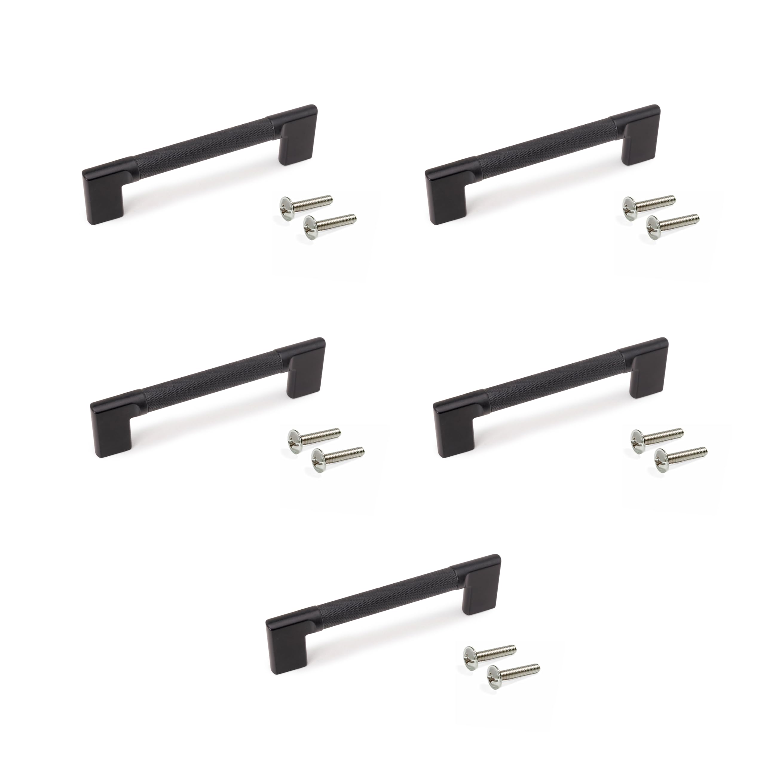 Emuca - Lot of 5 Furniture Handles, L157mm, 128mm Interaxis, Aluminium, Black Painted