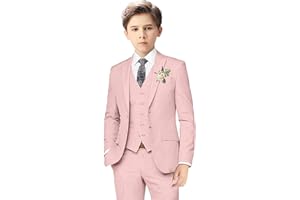 KEYWANTS Boys Linen Suits for Kids Summer Slim Fit 3 Piece Beach Wedding Outfit Light Weight Tuxedo Linen Suit Set