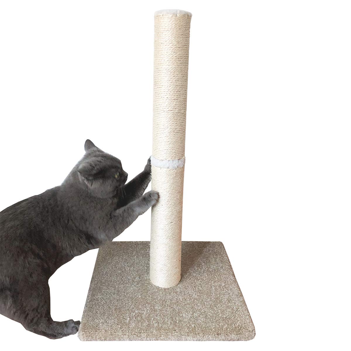 Dimaka Ultimate 29" Tall Big Cat Scratching Post, Natural Sisal Pole and Carpet Covered Heavy Base, Vertical Full Scratcher