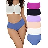 Bolivelan Women's Seamless Bikini Panties Mid Rise No Show Underwear with Cotton Crotch 6 Pack