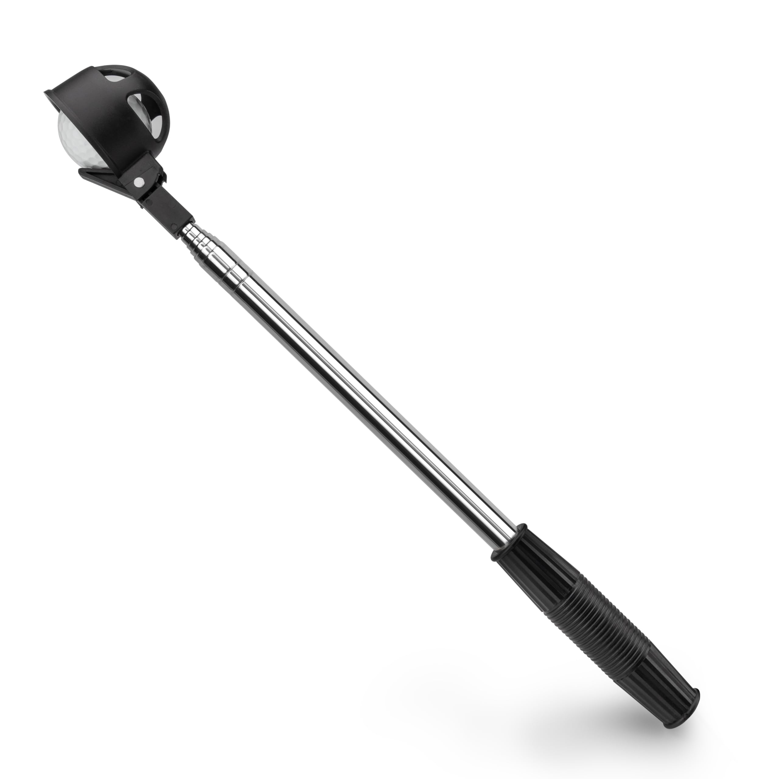 Famgee Portable Retractable Golf Ball Retriever Telescopic Scoop Saver Pick Up Automatic Locking Stainless Steel Shaft Tool Extended Length 6.2 Ft