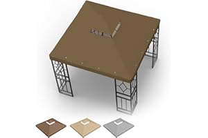 SGmory 10x10 FT Grill Gazebo Canopy Replacement Top, Pavilion Sunshade Polyester Gazebo Cover with Air Vent, Grill Canopy for Yard Patio Garden & Outdoor BBQ (Brown)
