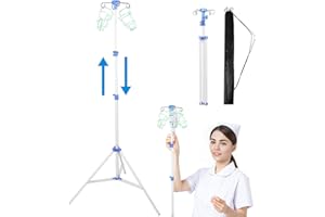 Lefeke IV Pole Portable for Traveling, Adjustable IV Stand with Hooks, Medical IV Drip Infusion Bag Holder, IV Fluids Floor Stand (White)
