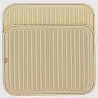 Smithcraft 9"X12" Beige Silicone Counter Mat, Pot Holder, Multi-Purpose Drying Trivet Mat, Kitchen Table pad, (Set of 2…