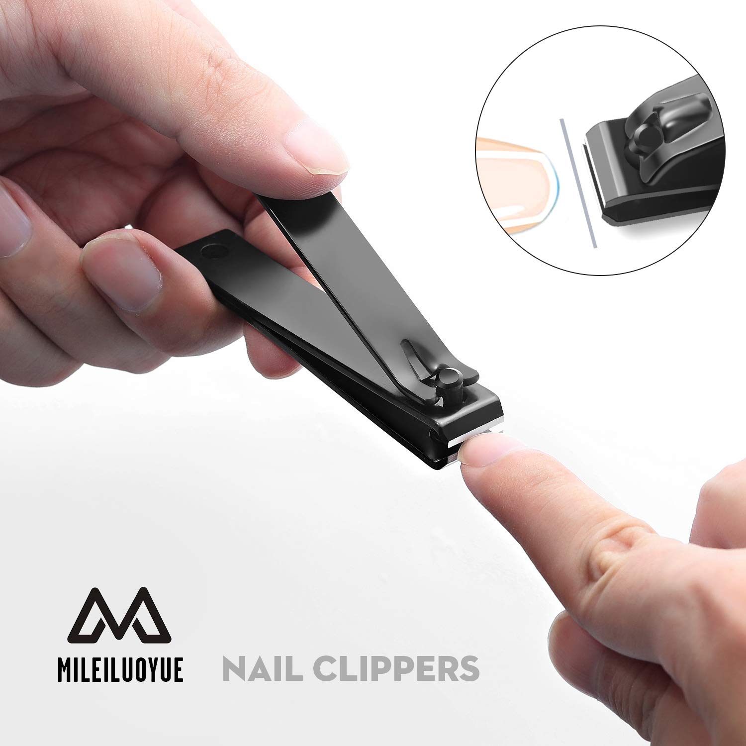 MILEILUOYUE Nail clippers set black stainless steel nail cutter& sharp oblique toe nail clipper & nail file 4 pieces, metal tin box for men and women suitable for gifts. : Beauty