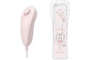 QUMOX Wii Remote Controller and Nunchuck Pink Compatible for Wii/Wii U Console (Motion Plus not included)