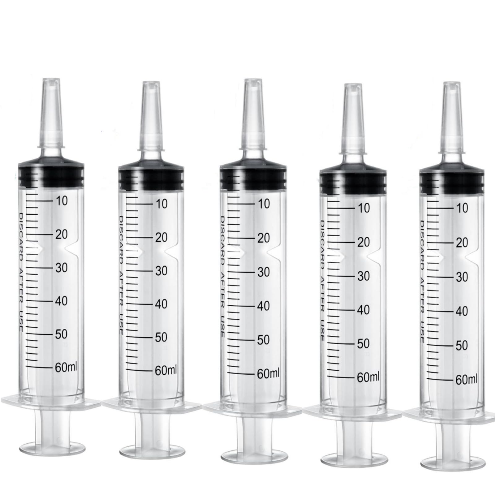 60ml Suction Syringe, 5Pcs Liquid Measuring Syringe, Garden Watering Syringes for Fluid Oil Suction, Nutrient Measuring, Scientific Labs and Dispensing Multiple Uses