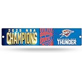 Rico Industries NBA Basketball Oklahoma City Thunder 2025 NBA Champions Plastic 4" x 16" Street Sign