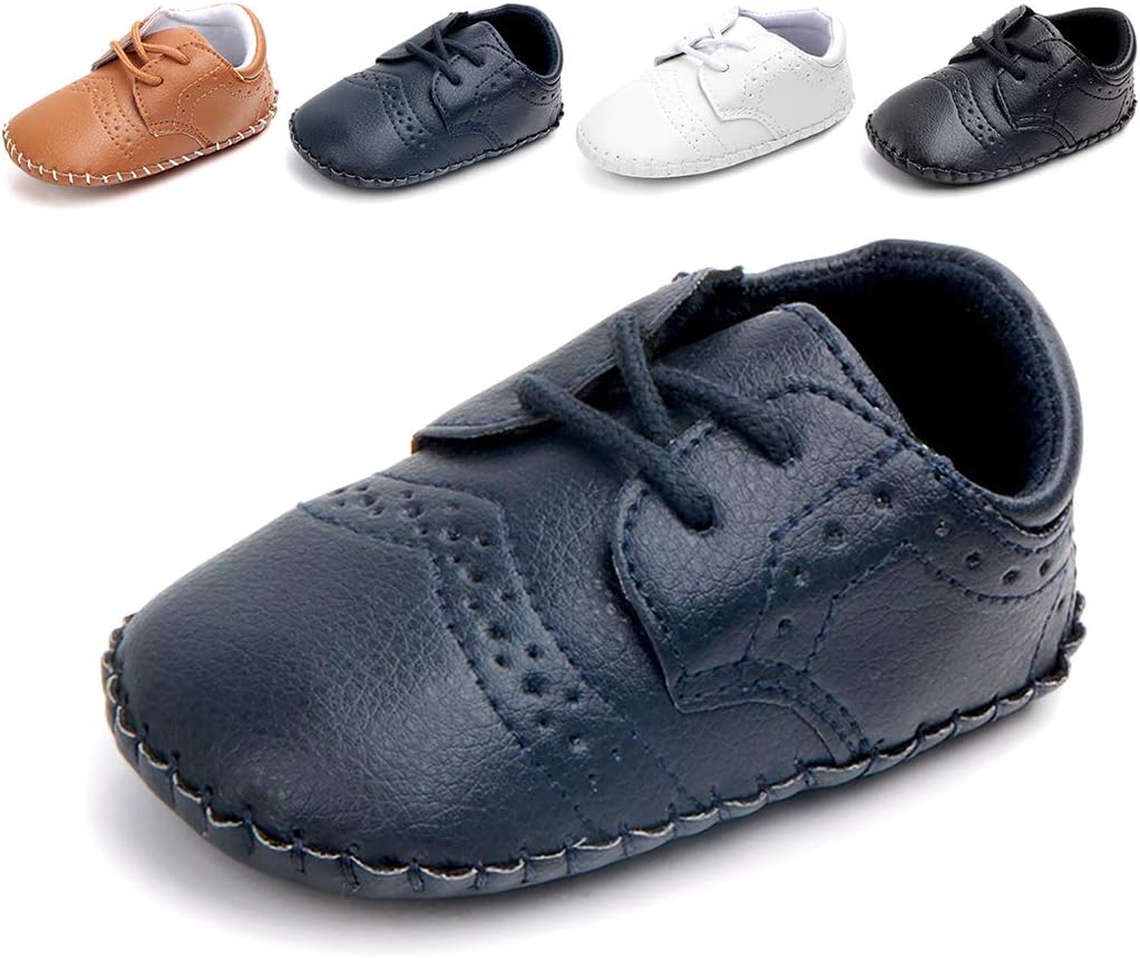 CINDEAR Baby Girls Boys Loafers, Cute Newborn Crib Shoes, PrewalkerPU Sneakers, Perfect for Baptism/Crawling/Wedding