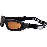 Epoch Eyewear Sport Padded Motorcycle Goggles Black with Amber Lens
