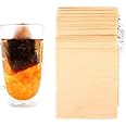 Natural Wood Pulp Tea Filter Bags for Loose Tea, 100Pcs Disposable Biodegradable Tea Bags Empty Teabags with Drawstring Eco Friendly Tea Infuser Bags (2.4 x 3.2inch)