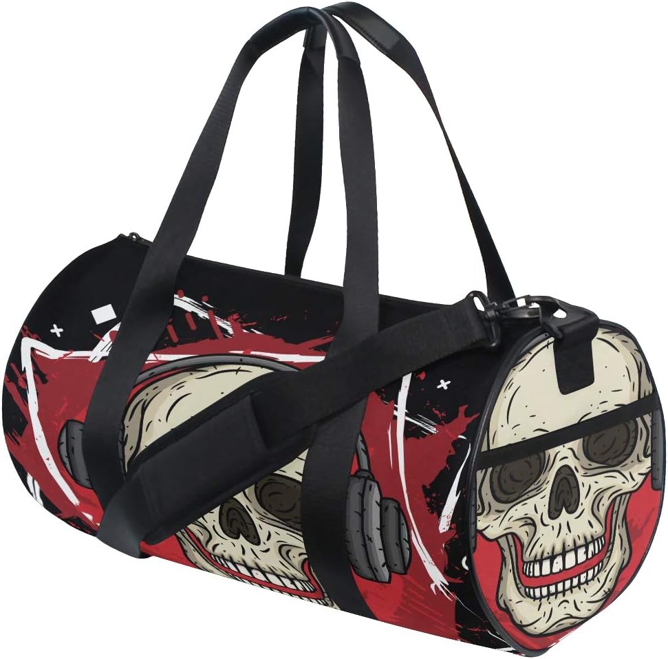 Popular American Rock Head Skull Custom Multi Lightweight Large Yoga Gym Totes Handbag Travel Canvas Duffel Bags With Shoulder Crossbody Fitness Sports Luggage For Boys Girls Mens Womens