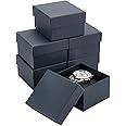 BENECREAT 6 Pack Kraft Cardboard Watch Storage Gift Box, 3.2x3x2inch Rectangle Present Jewelry Box with Nonwoven Cloth Cushion for Bangle Wrist Watch Bracelet Packaging, Midnight Blue