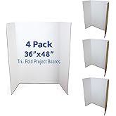 Flipside Products 36&rdquo; x 48&rdquo; Project Boards for Presentations, Science Fair, School Projects, Event Displays and Trifold Picture Board, Proudly Made in USA - White - 4 Pack