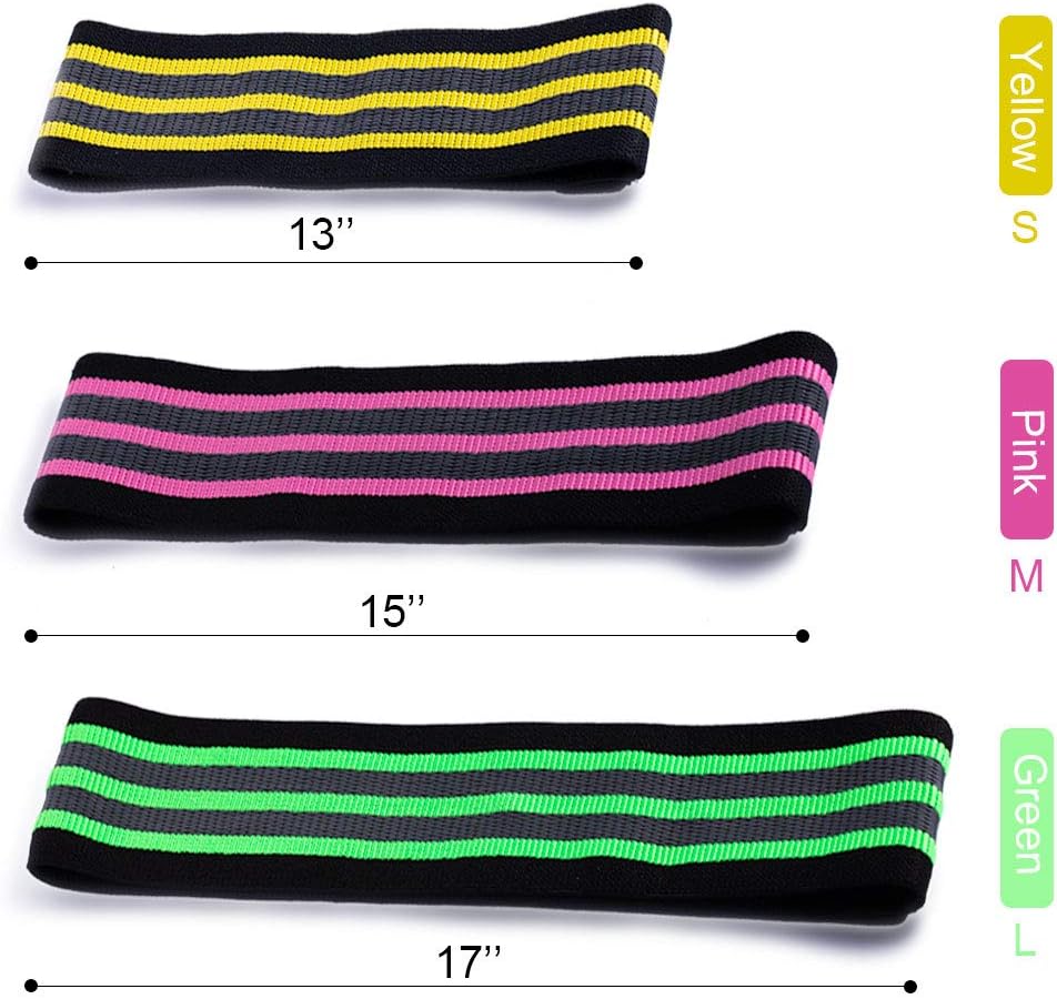 Mirthee Set of 3 Resistance Bands for Legs and Butt Elastic Bands for Exercise Pack of Perimeter 26'' 30'' and 34''
