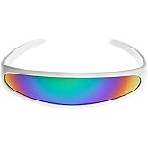 zeroUV - Futuristic Narrow Cyclops Color Mirrored Lens Visor Sunglasses