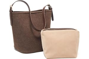 FOXLOVER Chamois Leather Bucket Bags for Women Trendy Shoulder Top-Handle Handbag with Inner Bag