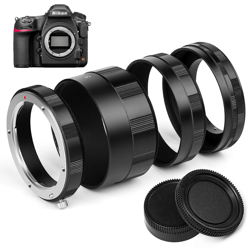 Fotover Macro Extension Tube Ring for Nikon AI F Mount Cameras with Body Rear Lens Cap