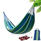 Epangda Hammocks-2 Person Hammock Roomy 265*150cm/Cotton Fiber with Strong Breathability/Load-bearing 300KG/2 Hammock Straps Nylon Ropes/Bright Multiplecolors/Package Bag- Hammock Outdoor(Hammock Red)