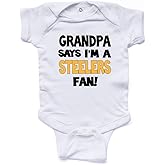 NanyCrafts Baby's My Grandpa Says I'm a Steelers Fan Bodysuit, Baby Steelers Fan