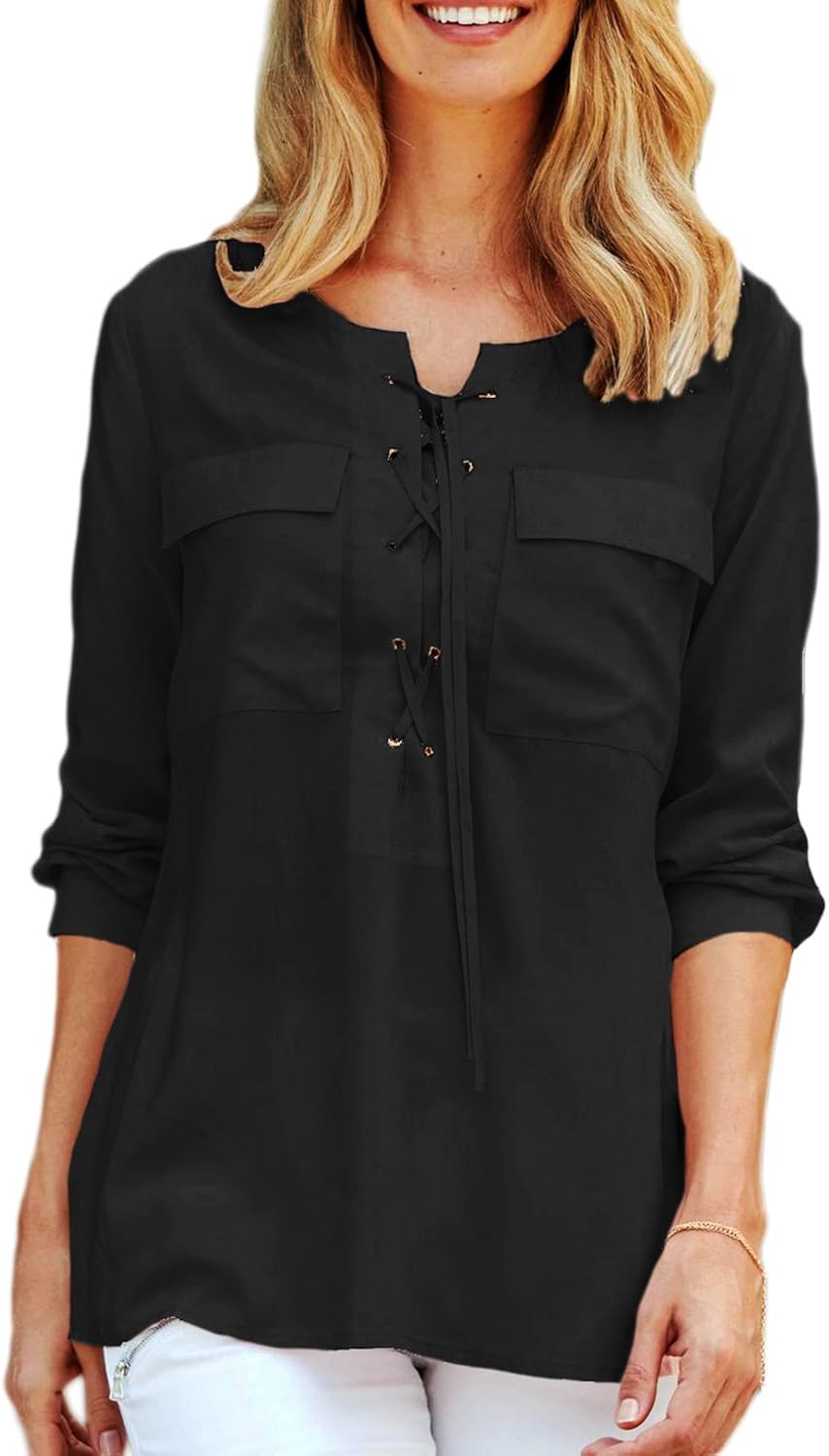 Ladies Blouse Shirt Top in UK Plus Size 34 EU 58 60 Black Amazon.co