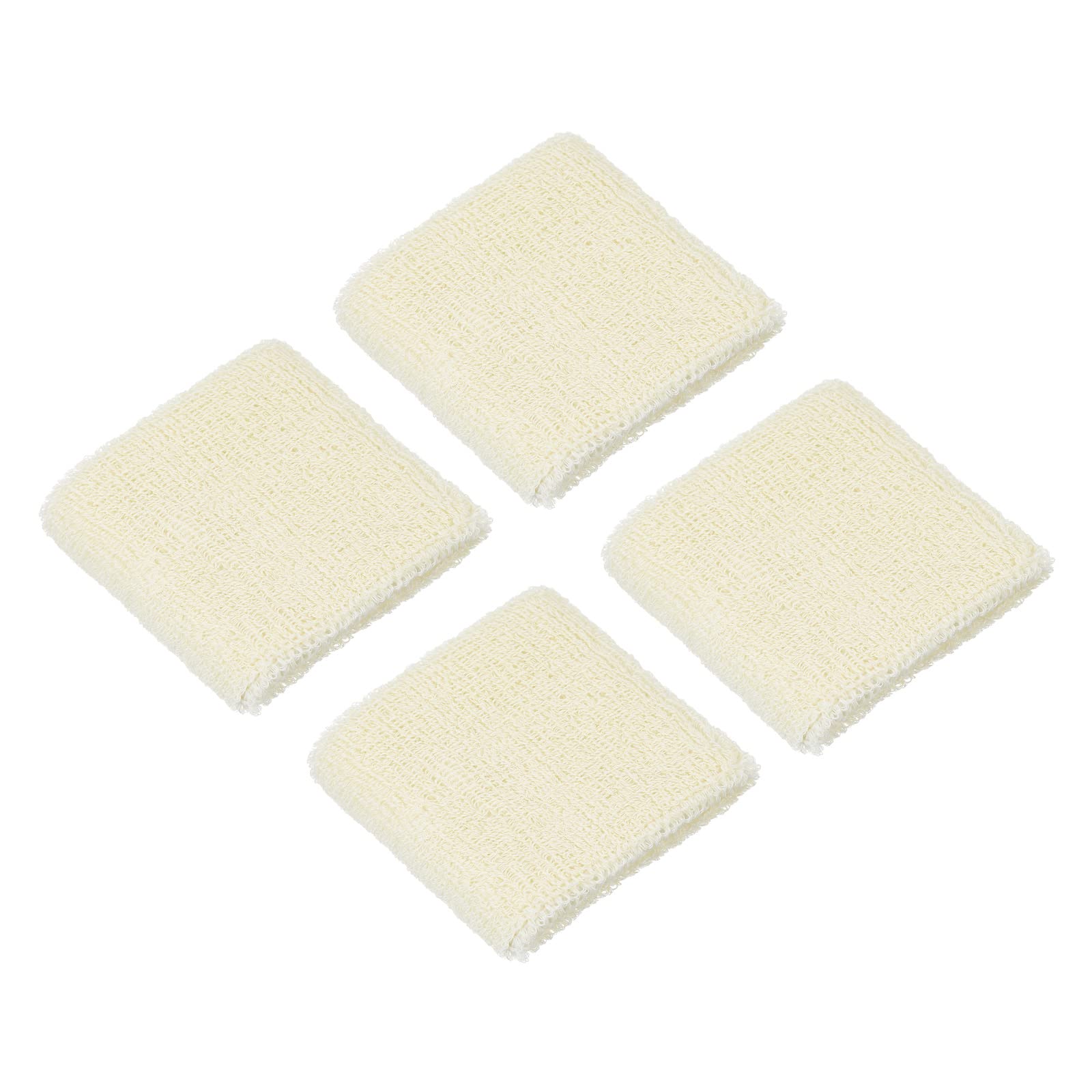 PATIKIL Sports Wristbands 8x8cm, 4 Pack Cotton Terry Cloth Absorbent Sweatband for Tennis Basketball Working Out Athletic Running, Beige