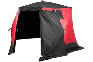 VEVOR Portable Pop-Up Tent, 1-8 Person Insulated Shelter, Large Fishing Area, Hub-Style Shanty for Winter Fishing, Waterproof Oxford Ice Cube with Anchors/Ropes/Carrying Bag