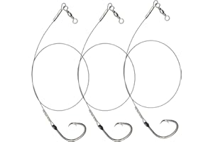 PDXGGB Circle Hook Rig Shark Surf Rigs, 20 Inch 49-Strands Steel Leader, Deep Sea Hooks for Big Fish