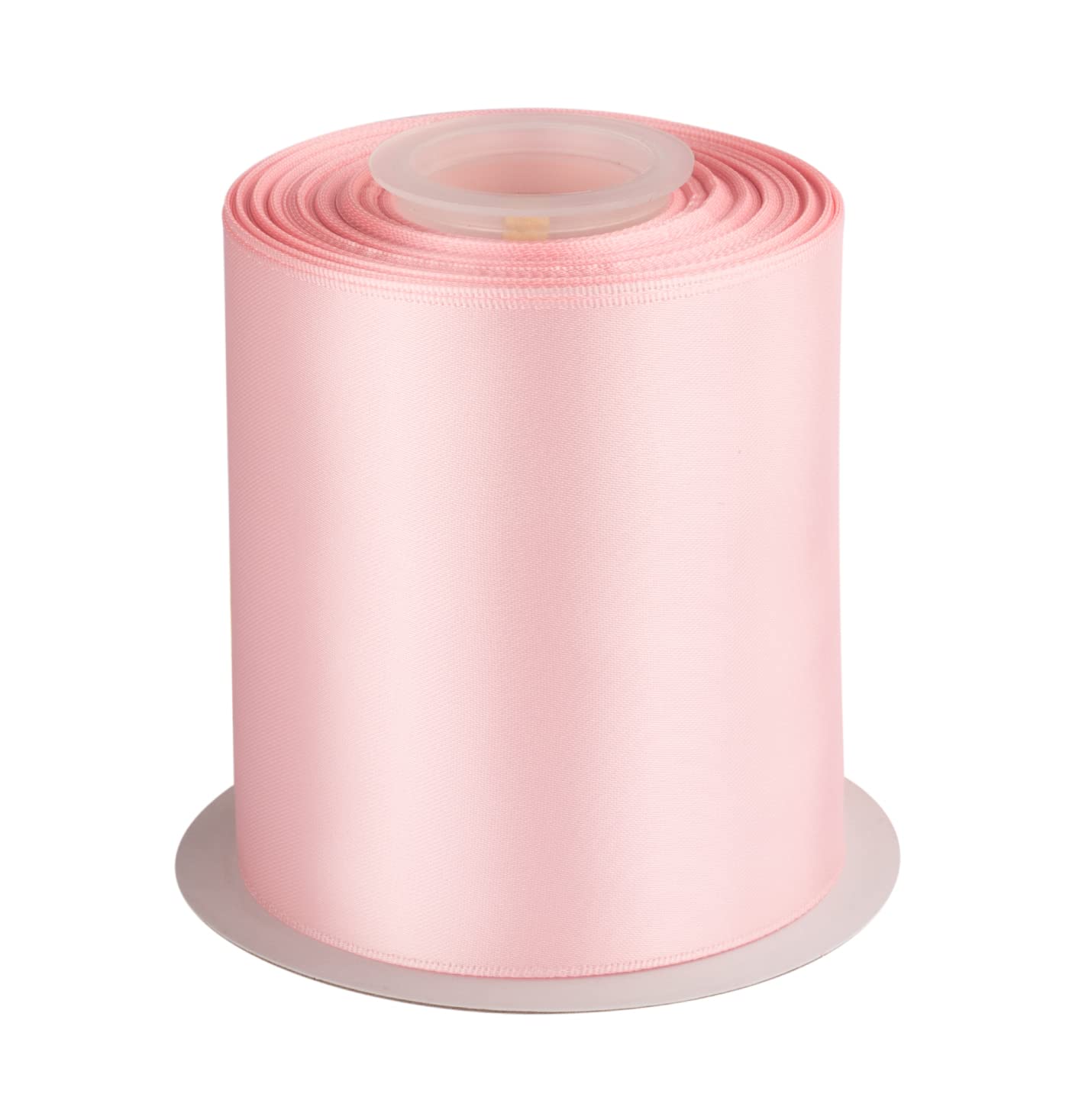 Double Faced Satin Ribbon, 100mm X 22M, Solid Polyester Craft Ribbon, Perfect for Gift Wrapping, Crafts, Wedding Party Ceremony Decoration, Floral Arrangement, Sewing (Lt. Pink)