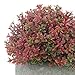 Velener Mini Plastic Artificial Pine Ball Topiary Plant with Pots for Home Decor (Red Clover)