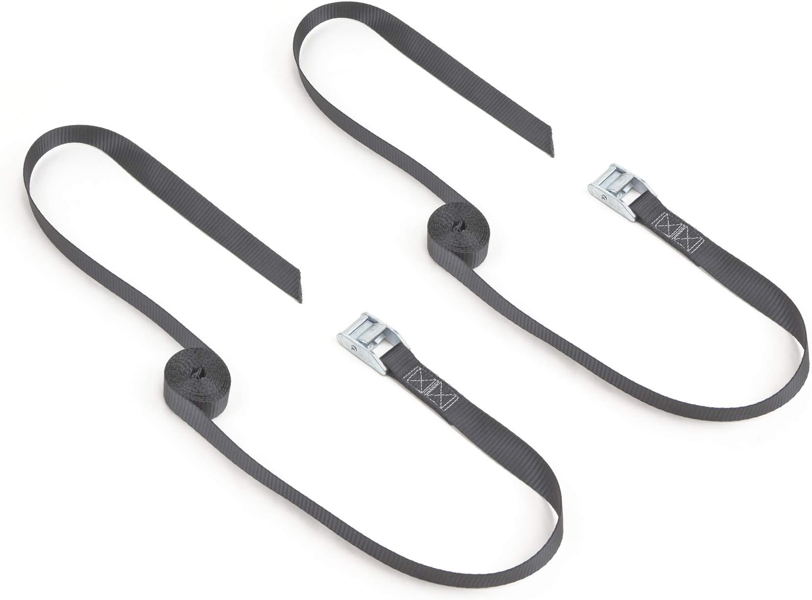 Powertye 1" x 12ft Made in USA Cam Buckle Lashing Strap, Black, 2-Pack