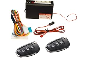 FICBOX, 1-Pack Black Universal Remote Control Central Locking Keyless Entry System for 12V Cars with Manual Control Motor and Window Lifting Driver Module