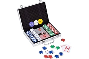 LOCKYOUNG Poker Chips Set, 200PCS/300PCS Poker Chips Set Texas Holdem Blackjack Gambling Chips Aluminum Case
