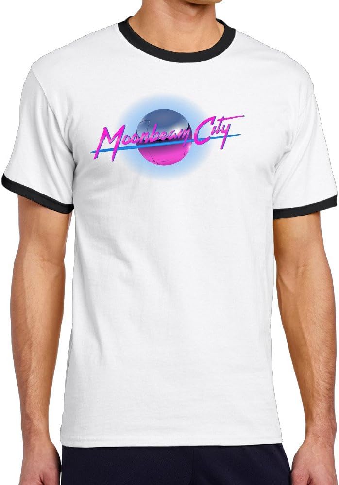 Moonbeam City Contract Color T-shirt For Mens 100% Organic Cotton XL Black