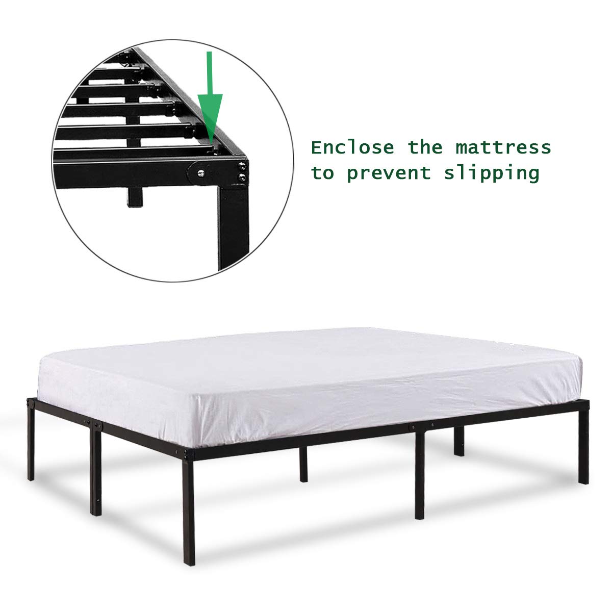 HAAGEEP King Platform Bed Frame with Storage 14 Inch Metal Beds Frames