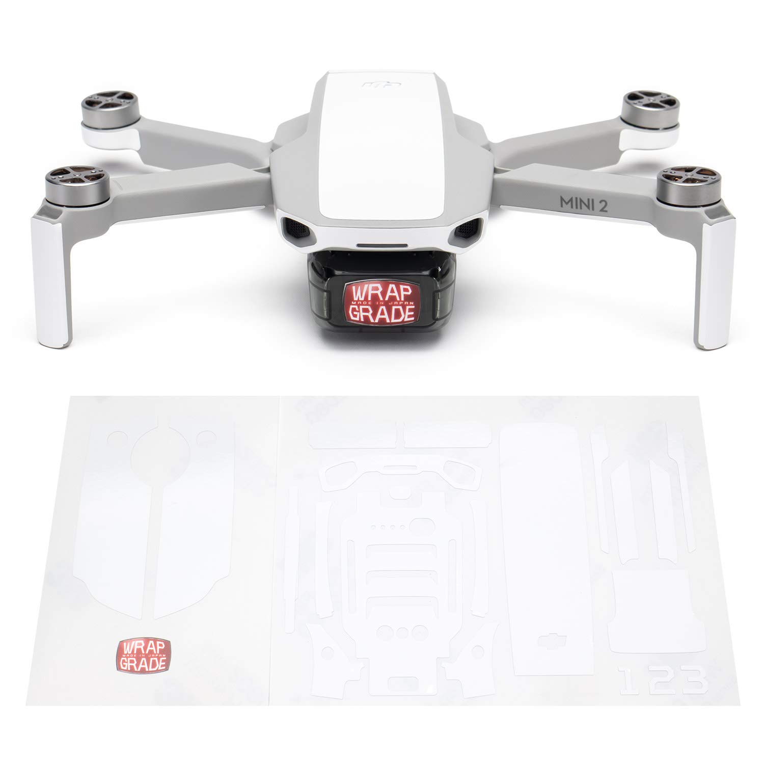 Wrapgrade Skin Compatible with DJI Mini 2 | Accent Color (RACING WHITE)