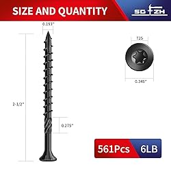 SG TZH #9 x 2-1/2" Deck Screws (561Pcs) 6lb. Carbon