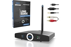 MICCUS Long Range Bluetooth Transmitter or Receiver, Audio Only for TV PC Stereo, Connect Speaker, Headphones, Phone, aptX Low Latency Wireless Adapter, Listen in HD No Delay Optical RCA 3.5mm (Home RTX 2.0)
